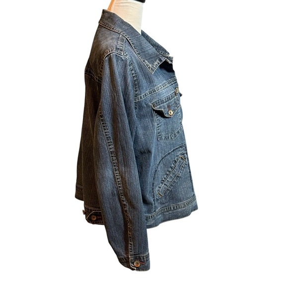 Riders by Lee Copper Denim Trucker Jacket Women's 1X Blue‎ Jean Coat Dark Wash - Picture 3 of 9